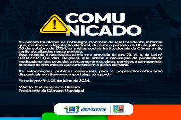 Câmara Municipal de Portalegre suspende atualizações nas mídias sociais durante período eleitoral