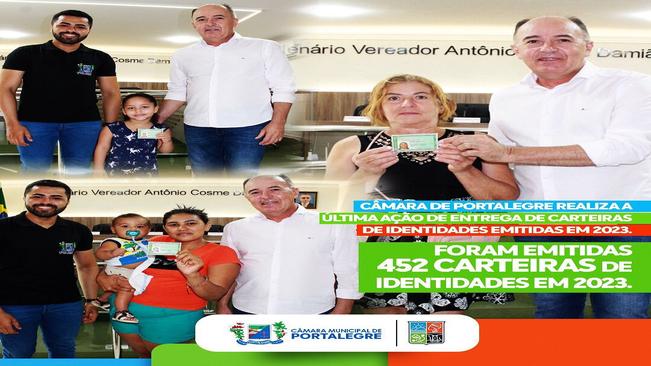 Câmara de Portalegre realiza a última ação de entrega de carteiras de identidades emitidas em 2023.